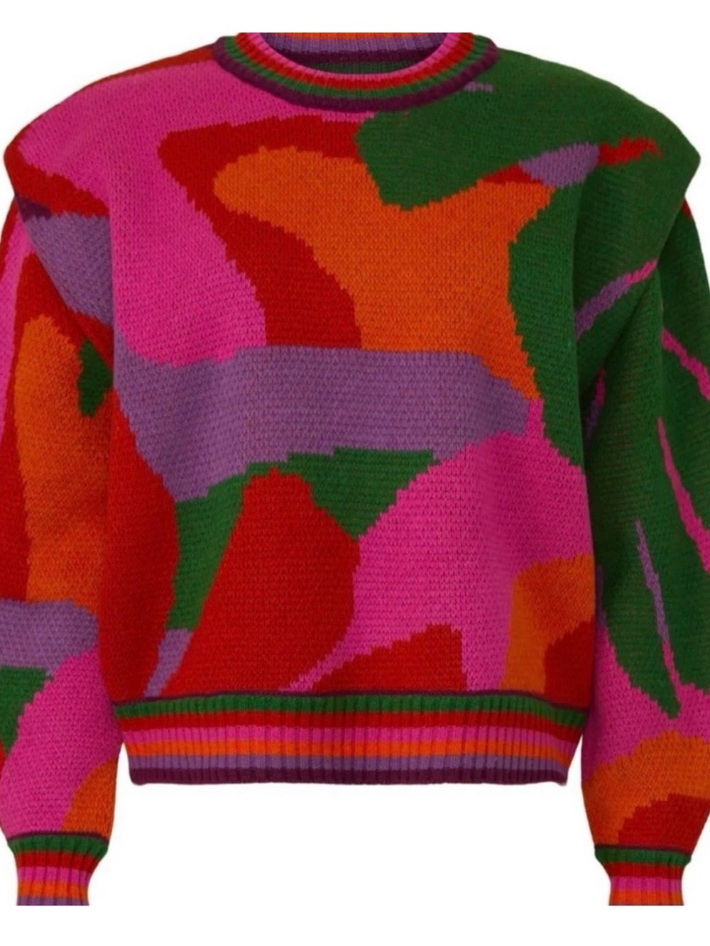 FARM RIO Abstract Knit Sweater - Pink Multi